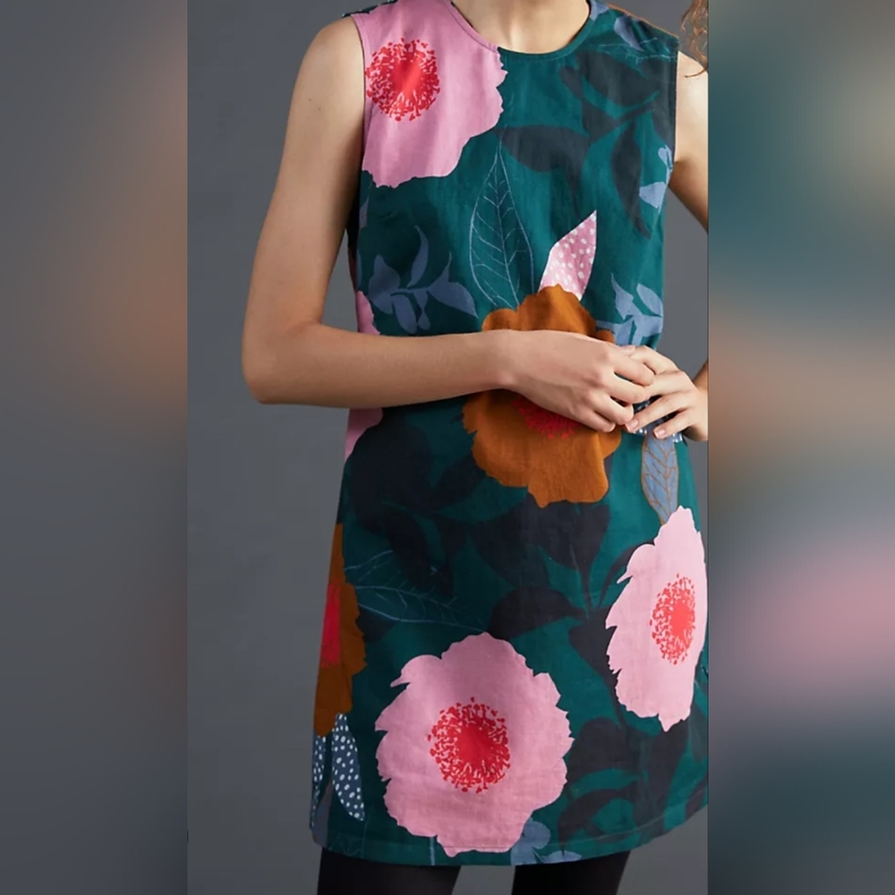 Conditions Apply Athropologie Dress Floral Pink and Green. Sz. XL. Scandi Girl.